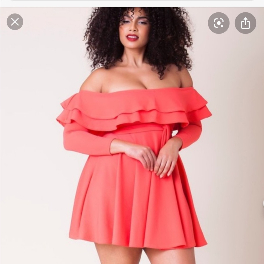 Rue107 Off the Shoulder Coral Skater Dress